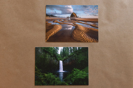 "PNW DUO" Nature Notecards, Set of 2 Blank Landscape Photography Postcards