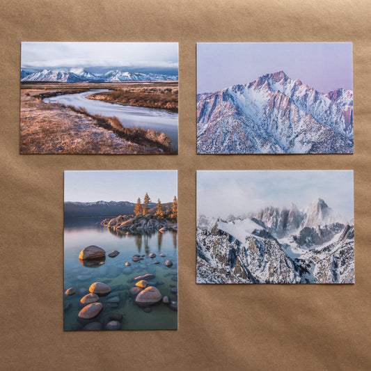 "CALIFORNIA SIERRA" Nature Notecards, Set of 4 Blank Mountain Photography Postcards