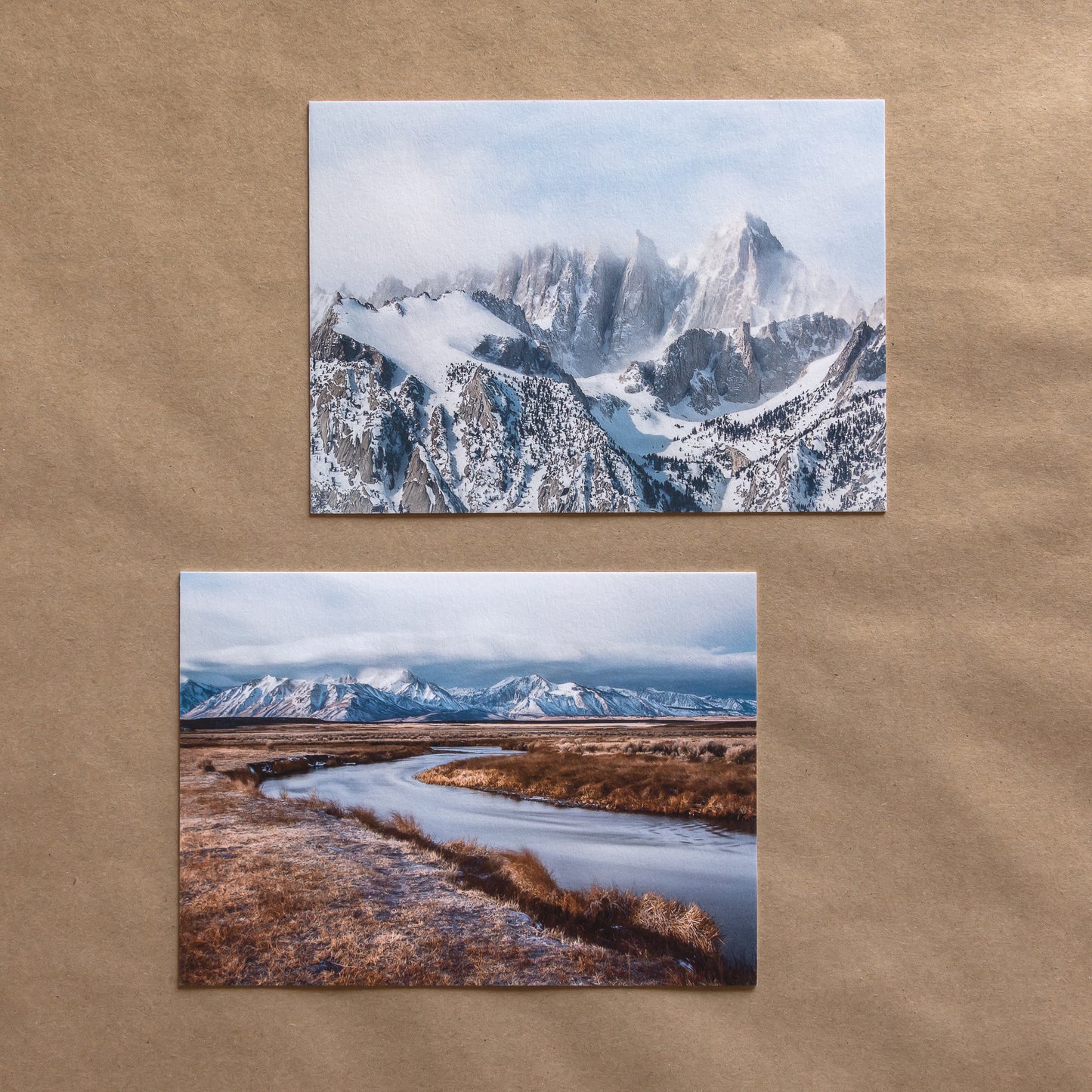 "SIERRA DUO" Nature Notecards, Set of 2 Blank Mountain Photography Postcards