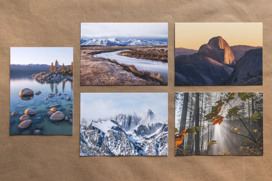 "STUNNING SIERRA" Nature Notecards, Set of 5 Blank Landscape Photography Postcards