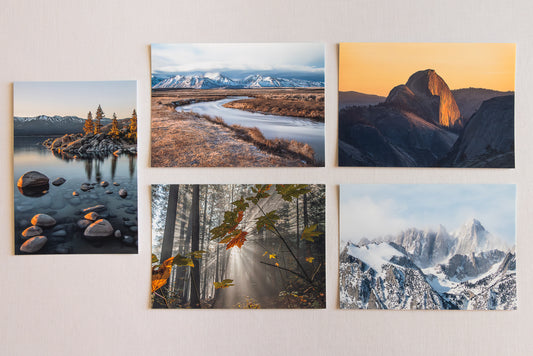 "STUNNING SIERRA" Nature Notecards, Set of 5 Blank Landscape Photography Postcards
