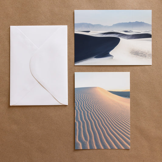 "WHITE SANDS" Nature Notecards, Set of 2 Blank Desert Photography Postcards